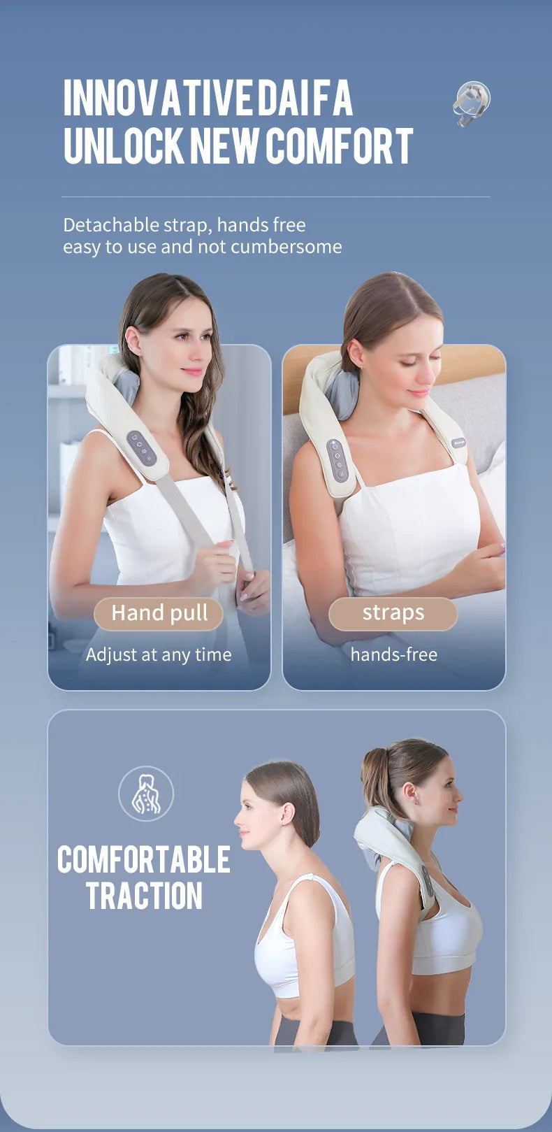 26W Neck and Shoulder Massager Wireless Shoulder and Back Kneading Massage Shawl Trapezius Neck Cervical Masajeador