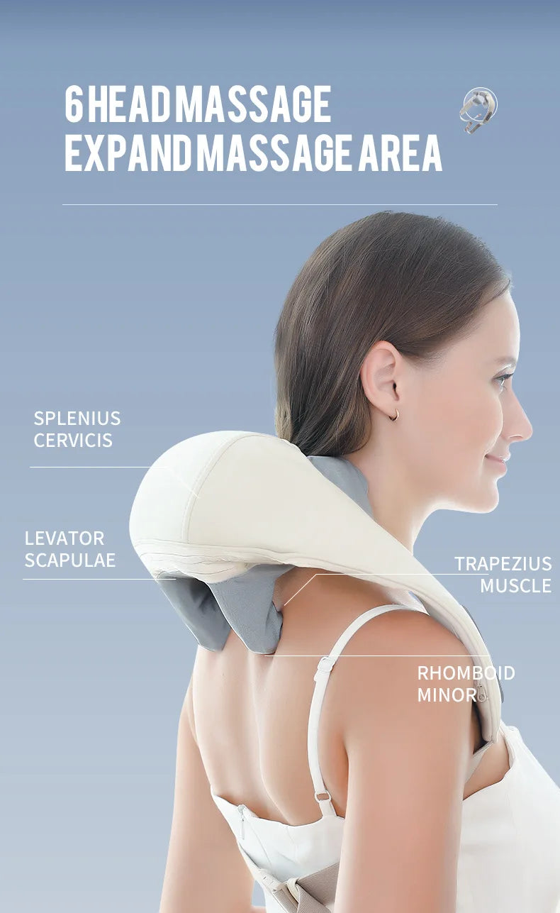 26W Neck and Shoulder Massager Wireless Shoulder and Back Kneading Massage Shawl Trapezius Neck Cervical Masajeador