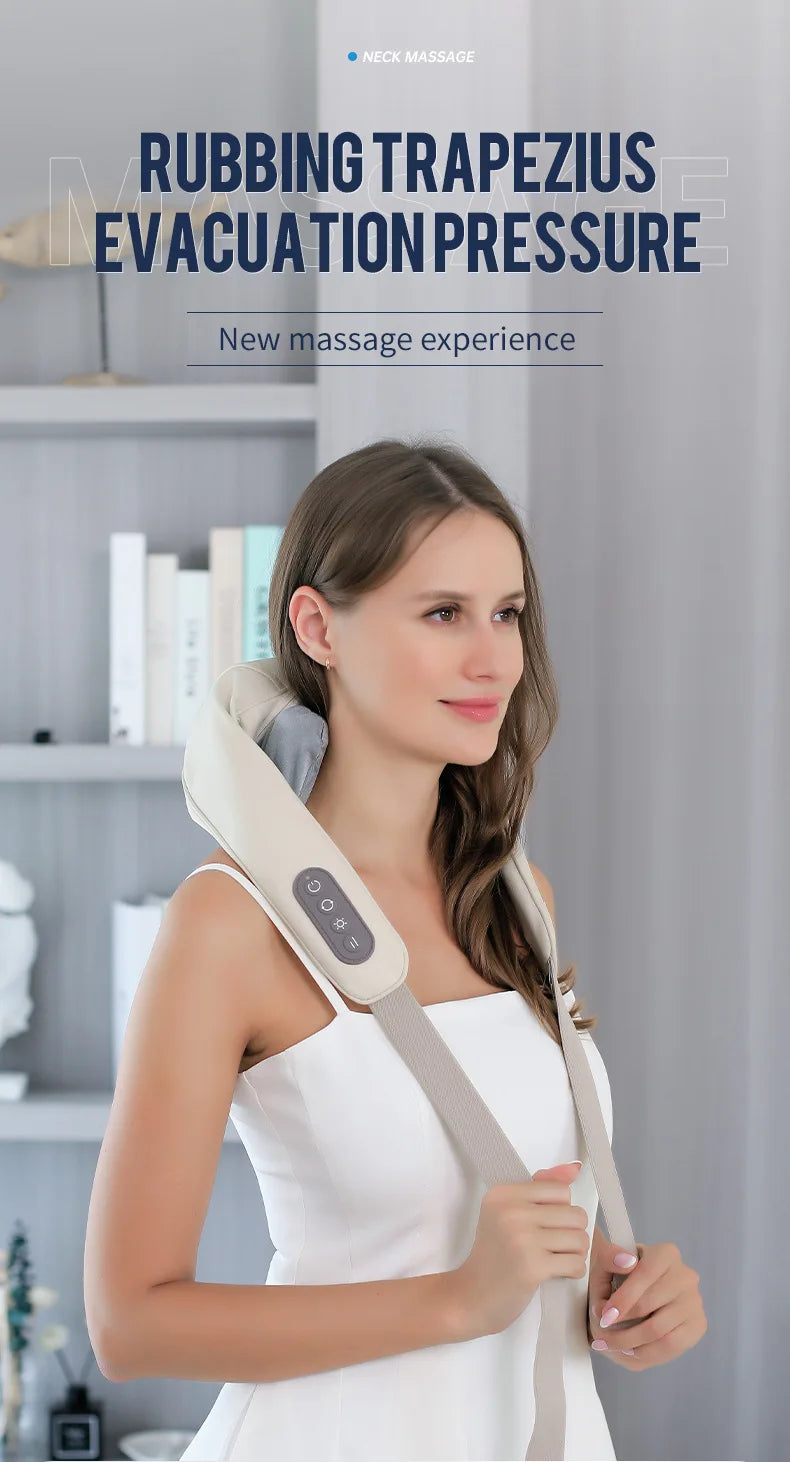 26W Neck and Shoulder Massager Wireless Shoulder and Back Kneading Massage Shawl Trapezius Neck Cervical Masajeador