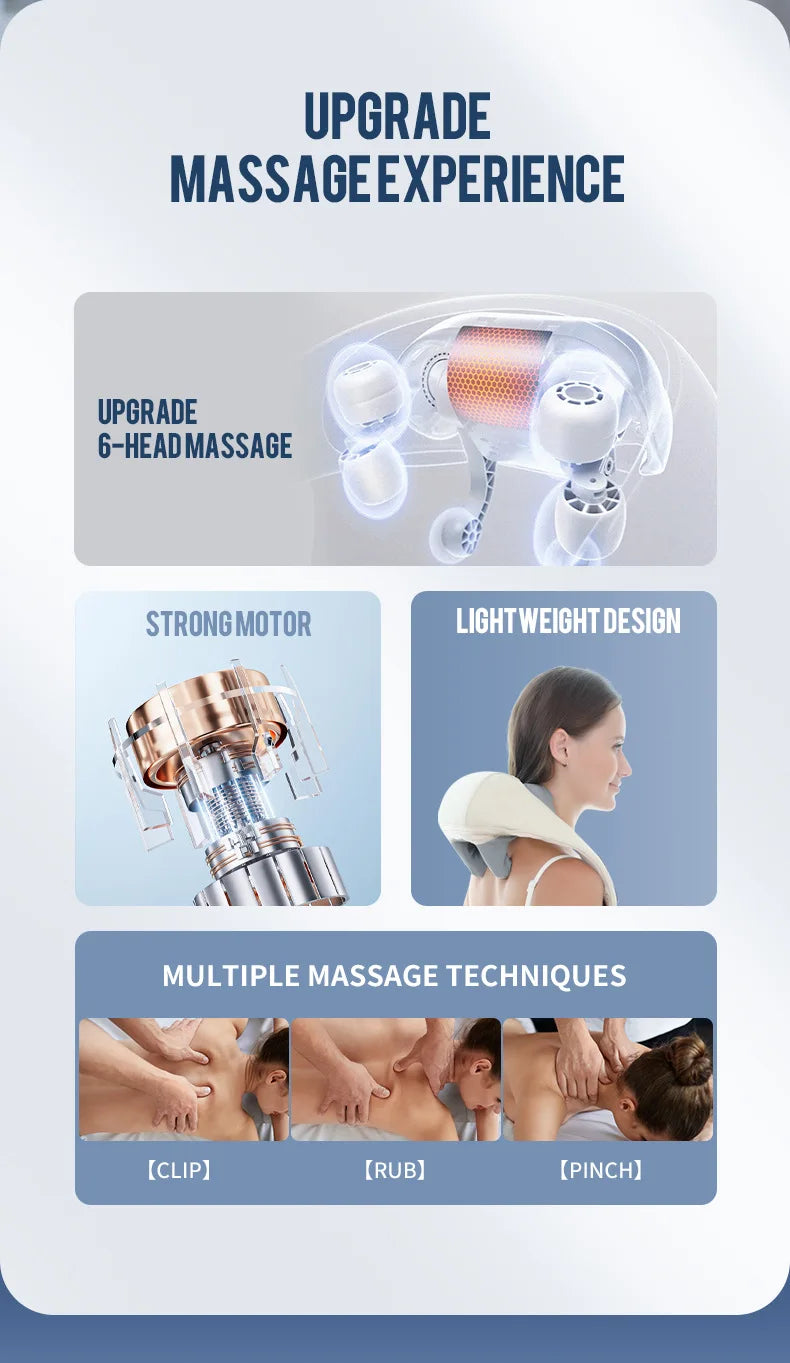 26W Neck and Shoulder Massager Wireless Shoulder and Back Kneading Massage Shawl Trapezius Neck Cervical Masajeador