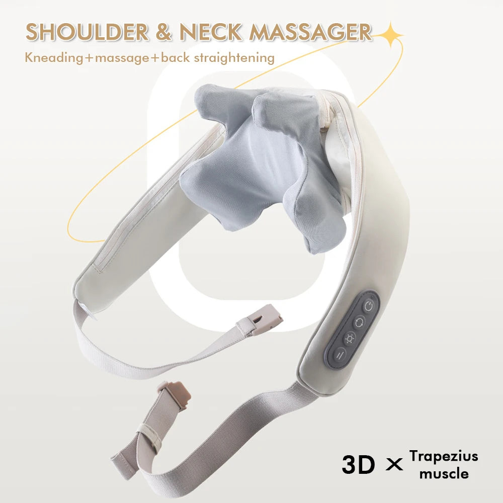 26W Neck and Shoulder Massager Wireless Shoulder and Back Kneading Massage Shawl Trapezius Neck Cervical Masajeador